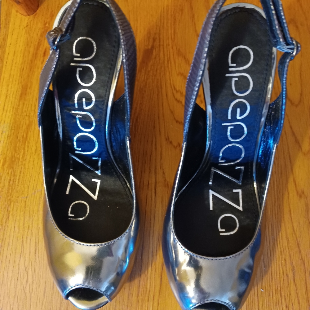 Apepazza silver/pewter open toed wedges - Picture 11 of 11